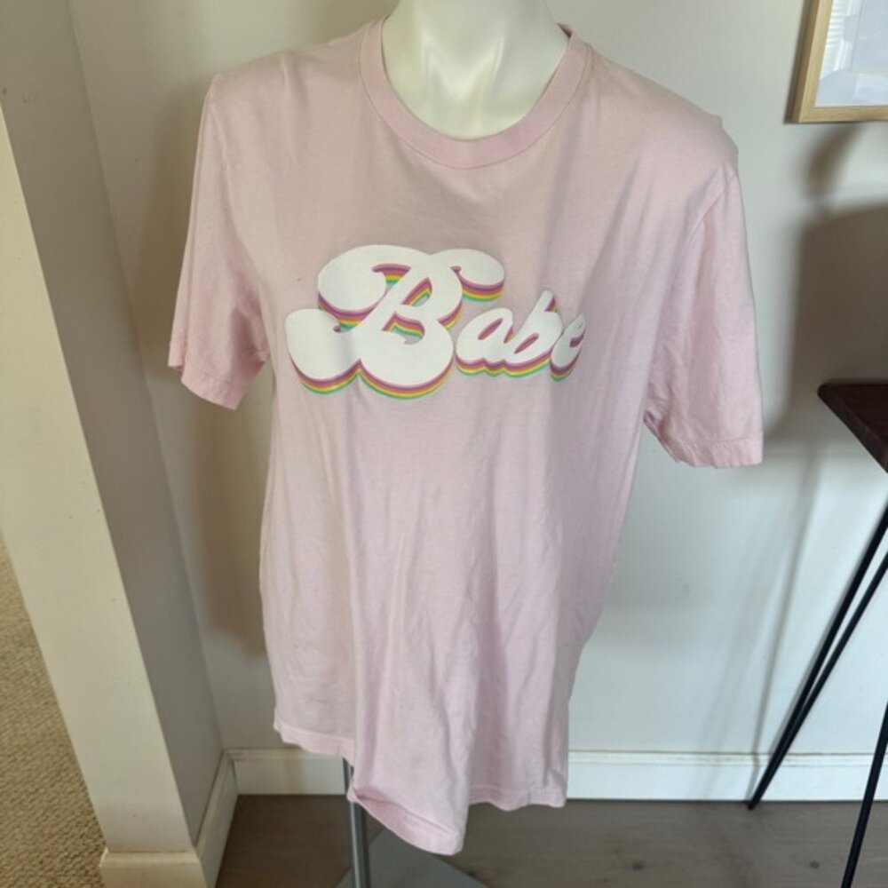 Babe Graphic T-Shirt Short Sleeve Crew Neck Casual Top‎